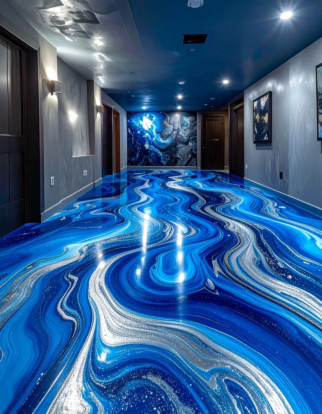 Metallic Epoxy Concrete Basement Floor - 20 Concrete Basement Floor Ideas for a Modern Look