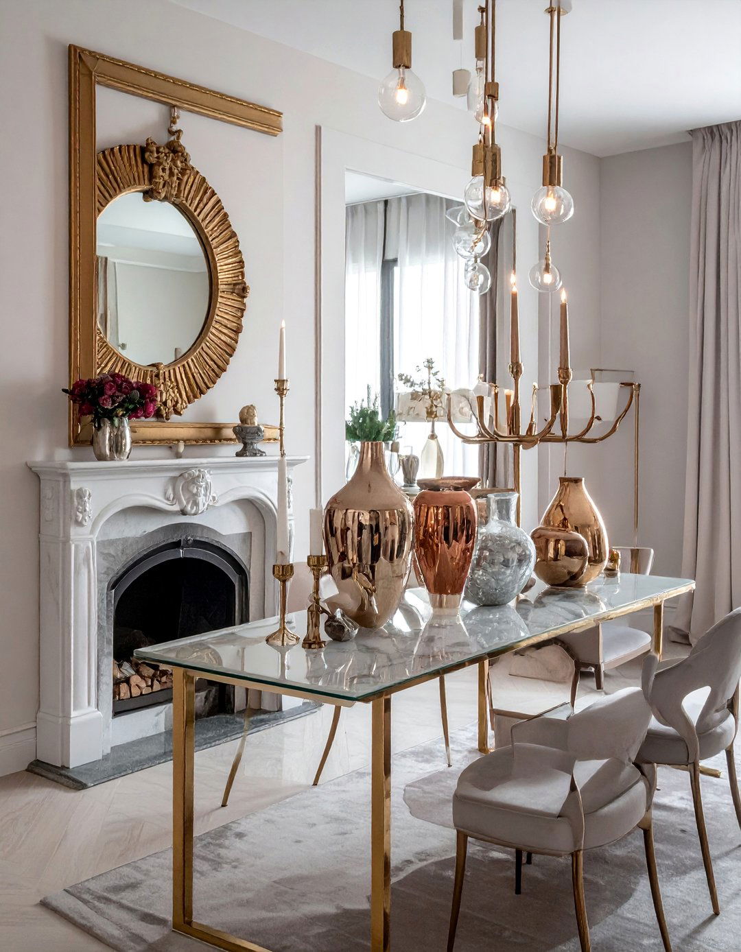 Metallic Glamour Accents - 40 Stylish Mantel Decor Ideas for Every Season