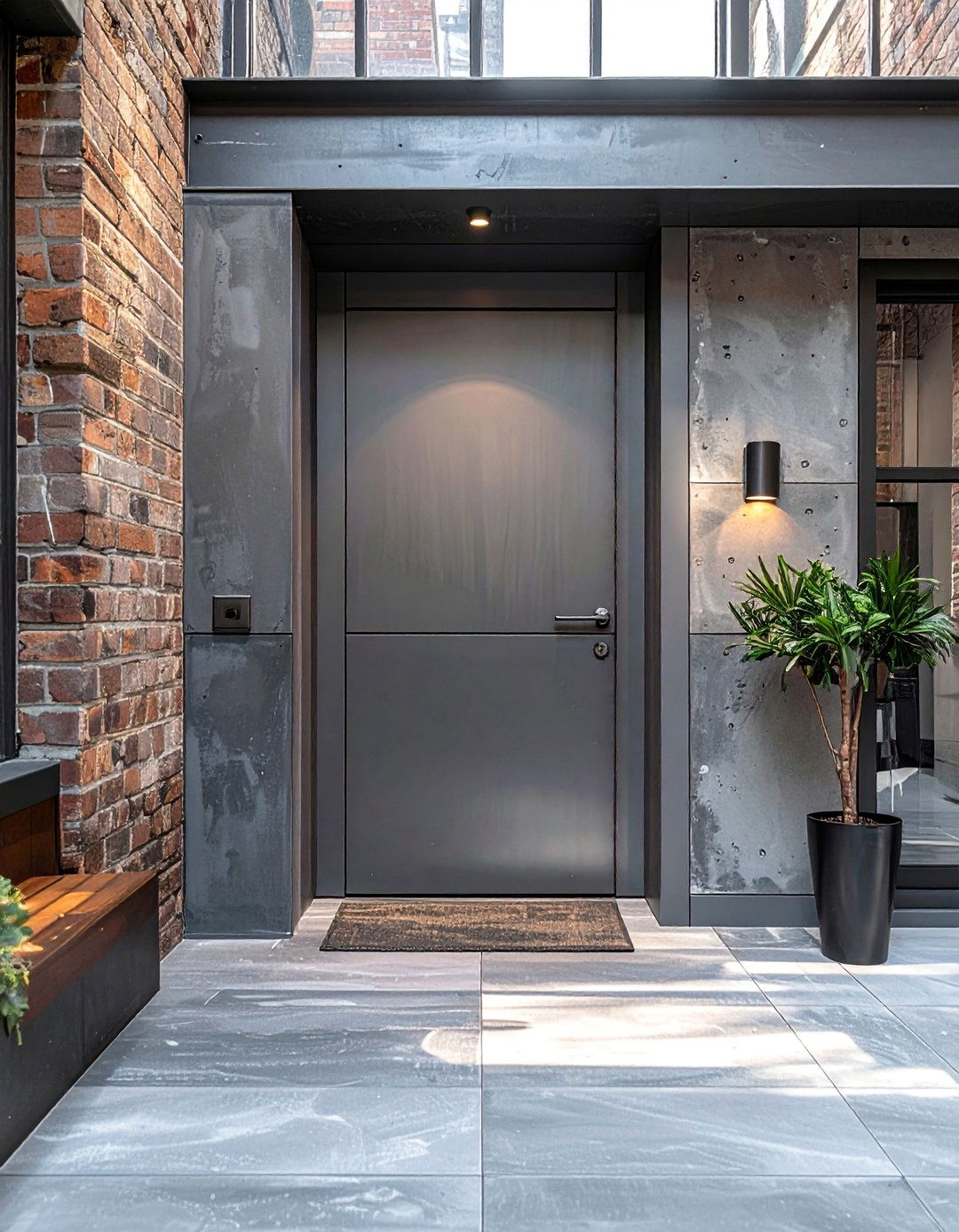 Metallic Grey Front Door for an Industrial Look - 25 Grey Front Door Ideas for a Stylish Entrance