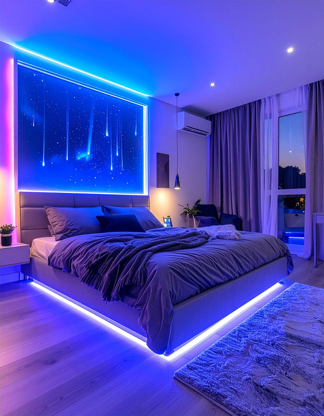 Meteor Shower LED Light Strips - 20 Space-themed Room Ideas for a Cosmic Bedroom
