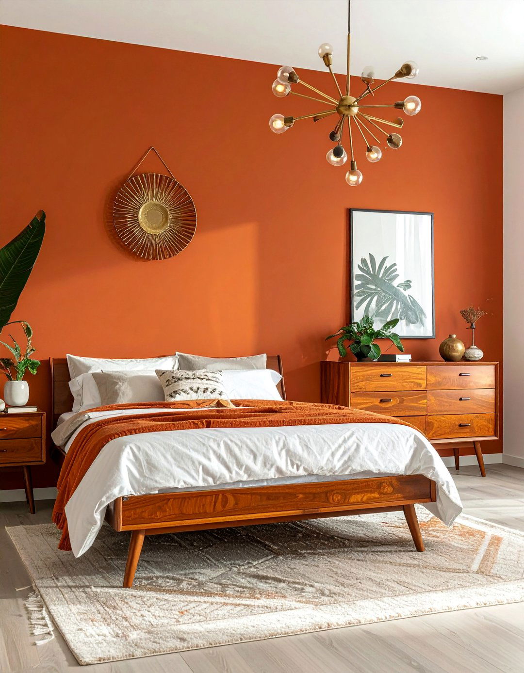 Mid Century Modern Rust Bedroom Design - 15 Rust Bedroom Ideas for a Warm and Cozy Ambiance