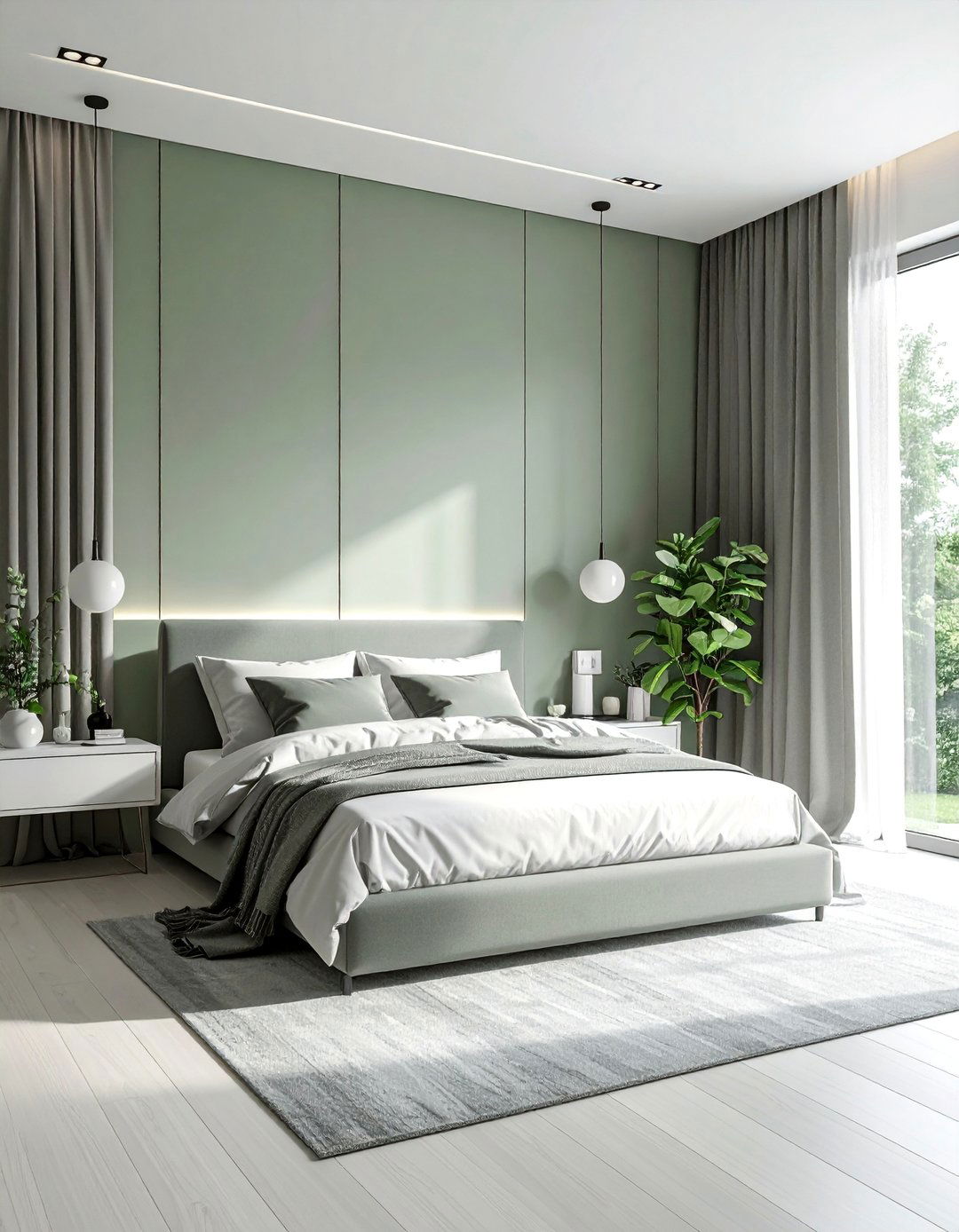 Minimalist Bedroom with Soft Sage Green Walls - 40 Sage Green Paint Color Ideas for a Serene Home