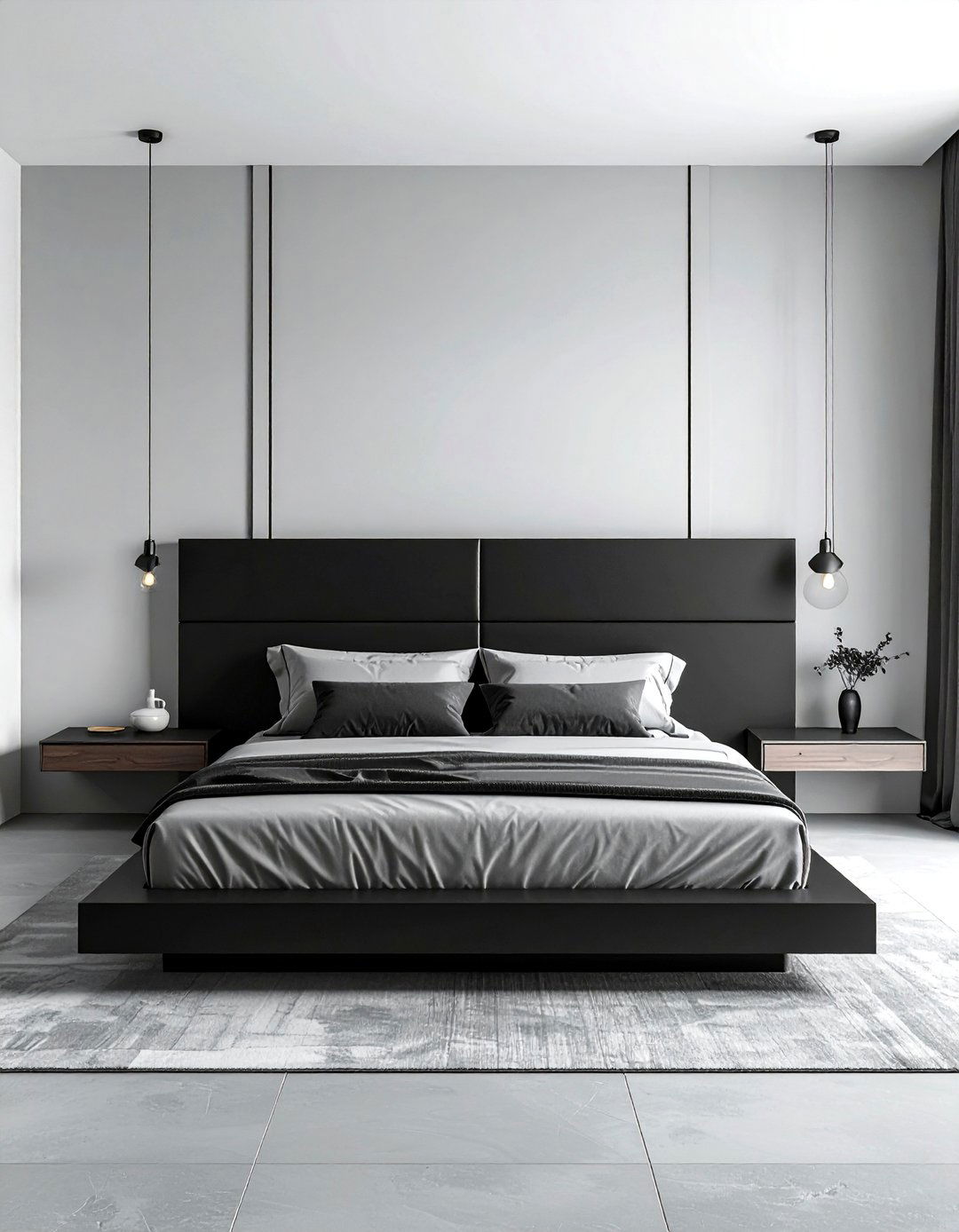 Minimalist Black Floating Headboard - 15 Black Headboard Bedroom Ideas for Dramatic Flair