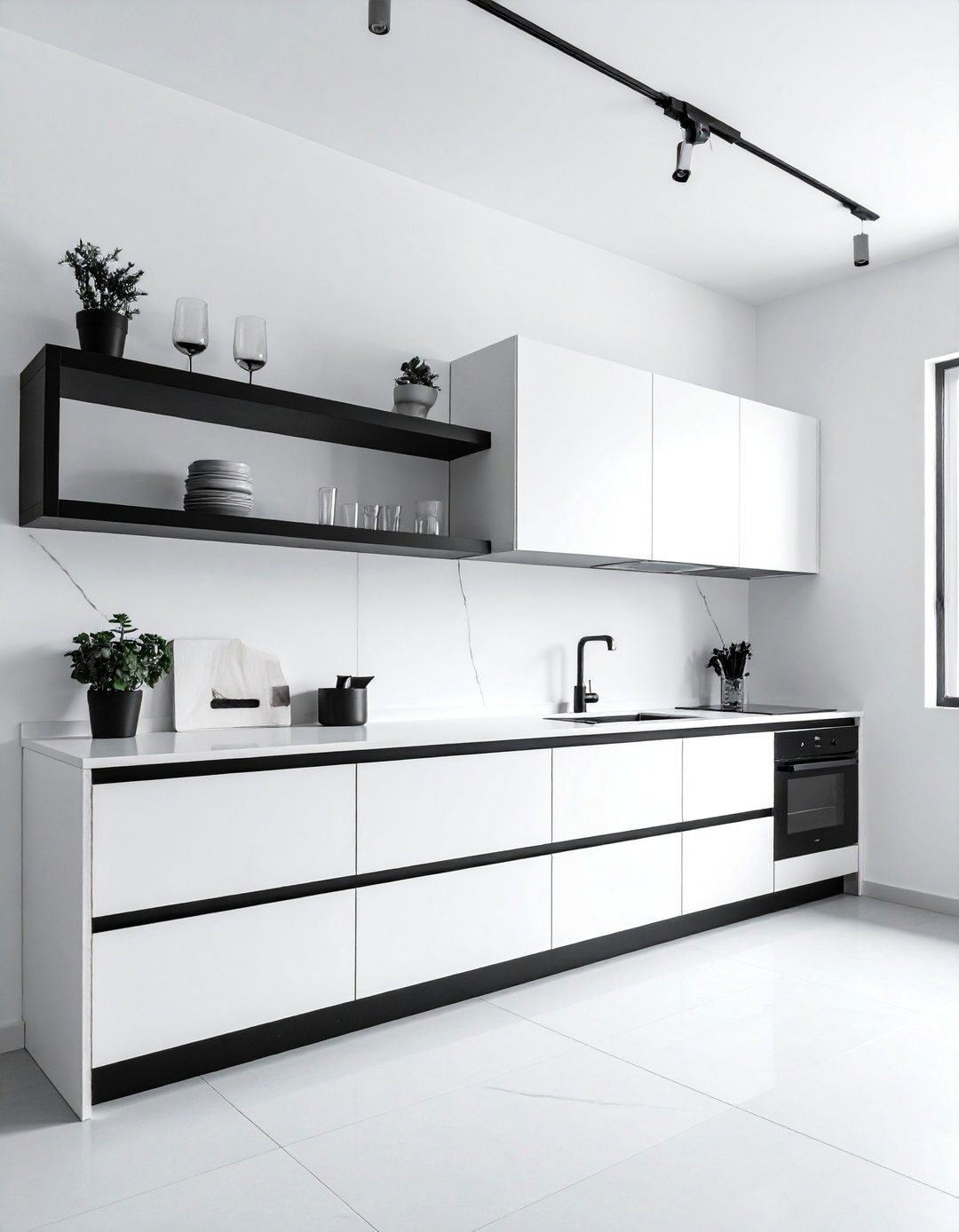 Minimalist Black and White Kitchen Design - 40 Black and White Kitchen Ideas for a Classic and Chic Space