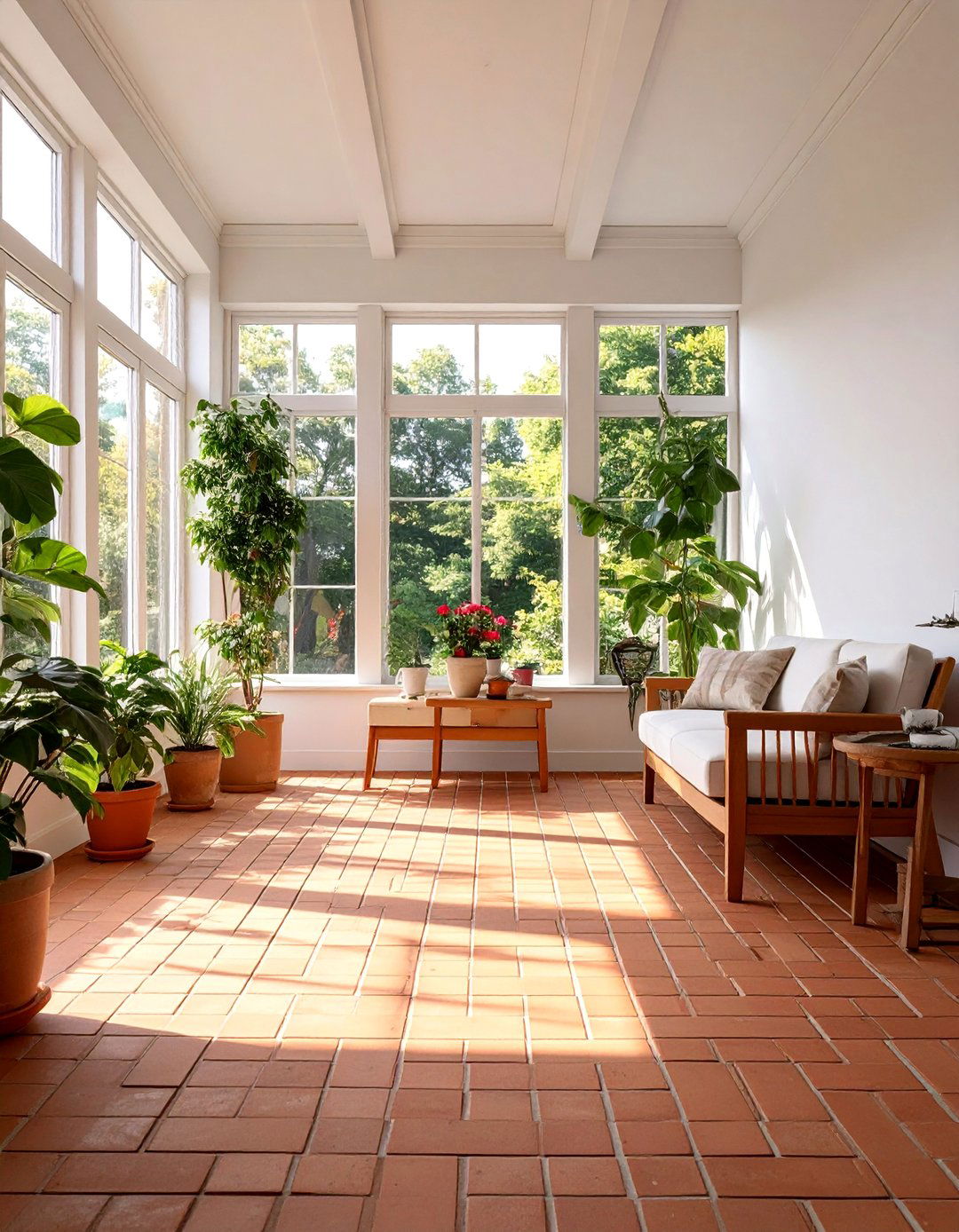Minimalist Brick Floor Sunroom Design - 20 Brick Floor Sunroom Ideas for a Rustic Charm