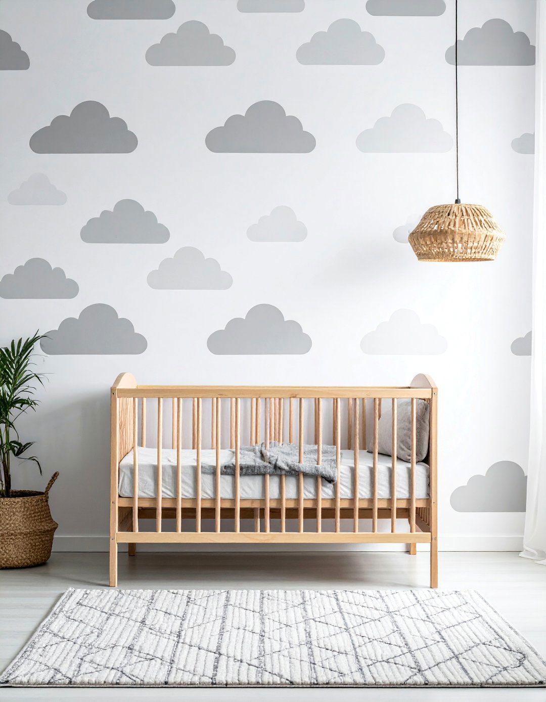 Minimalist Cloud Patterned Wallpaper - 15 Cloud-Themed Nursery Ideas for a Dreamy Baby Room