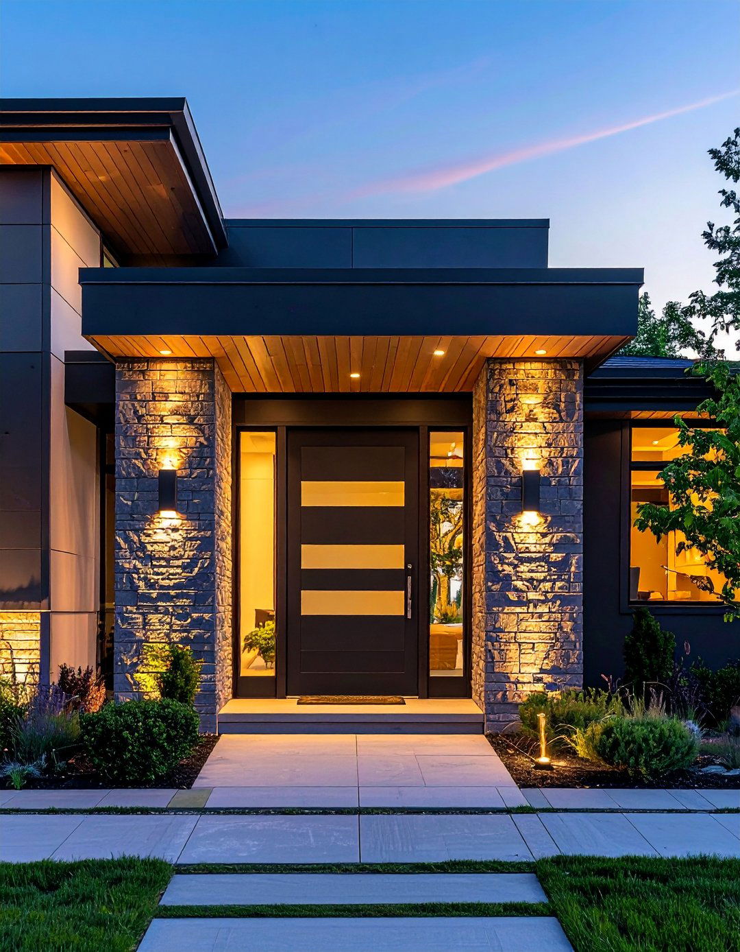 Minimalist Exterior Light Fixtures for a Transitional Home Exterior - 30 Transitional Home Exterior Ideas for Modern Appeal