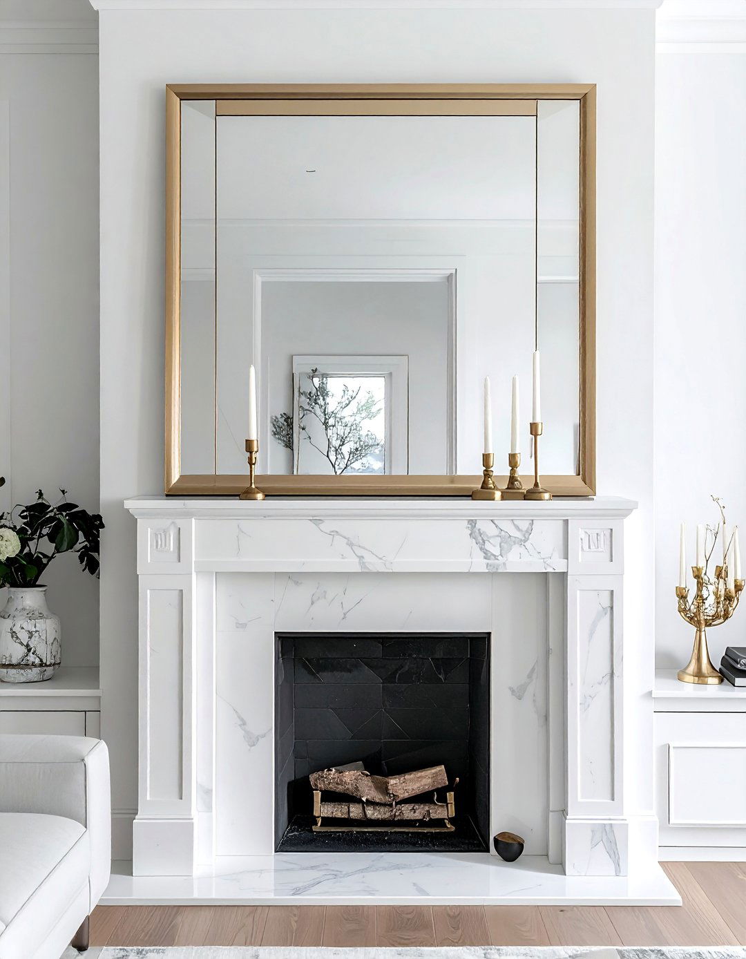Minimalist Fireplace Mantel Decor - 40 Transitional Living Room Ideas for Modern Homes