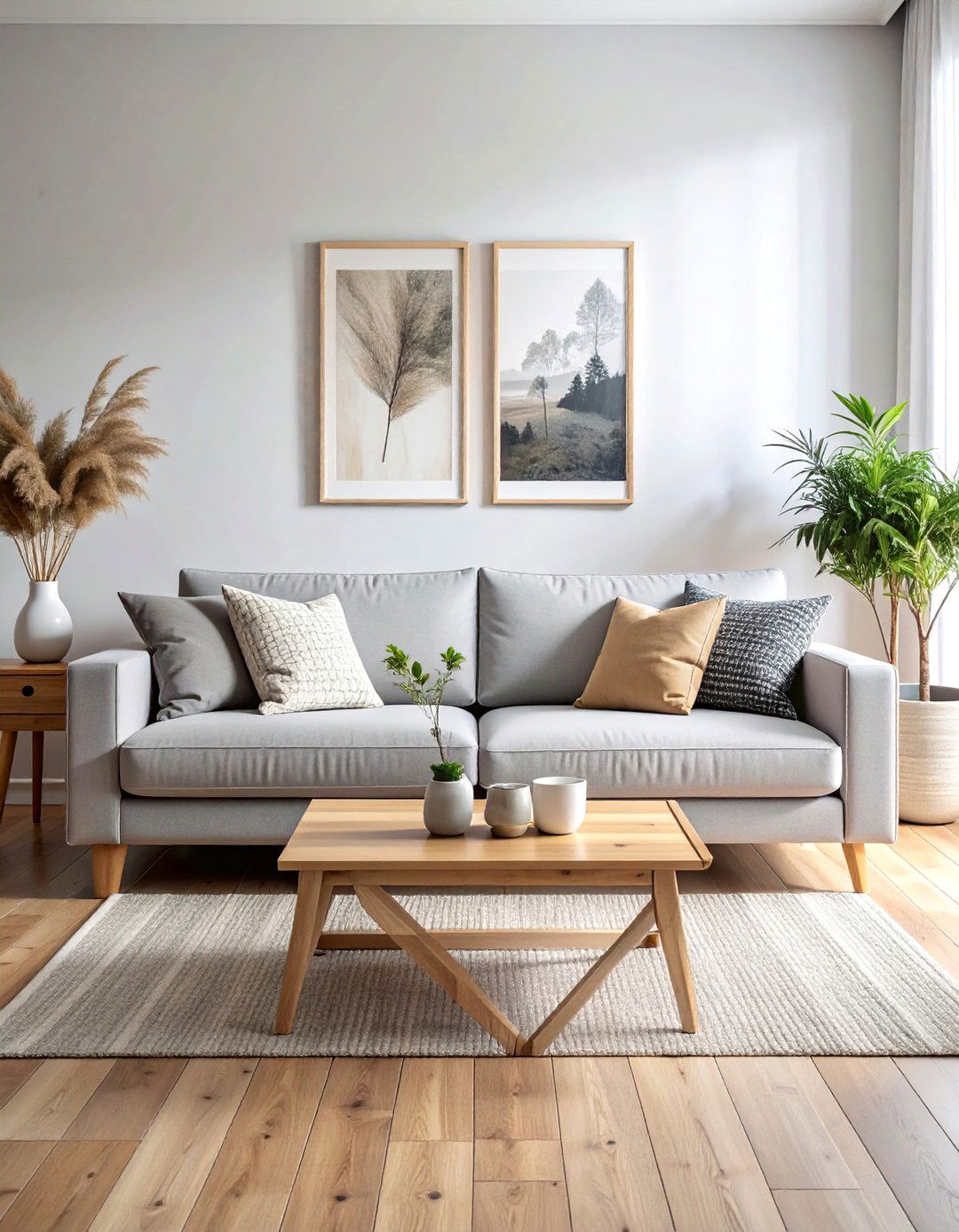 Minimalist Furniture with Natural Wood Finishes in a Rustic Scandinavian Living Room - 30 Rustic Scandinavian Living Room Ideas for a Cozy Vibe