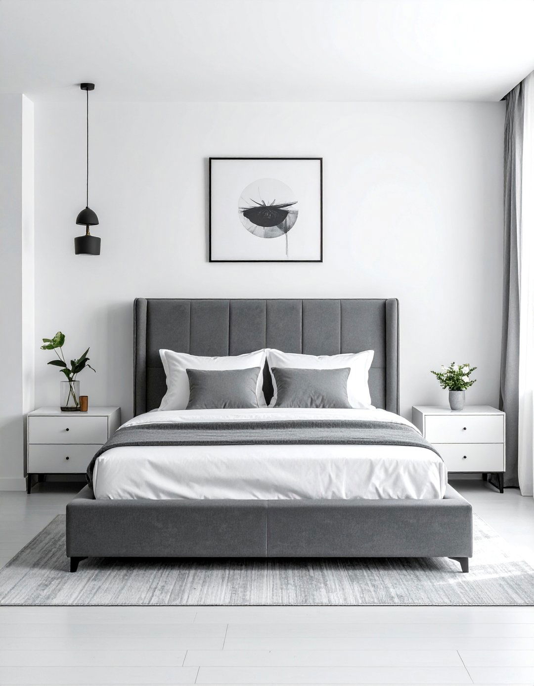 Minimalist Grey Platform Bed - 40 Grey and White Bedroom Ideas for a Serene Retreat