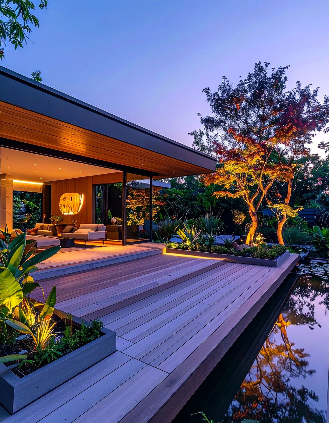 Minimalist Platform Deck with Garden Integration - 20 Floating Deck Ideas for a Modern Outdoor Living Space