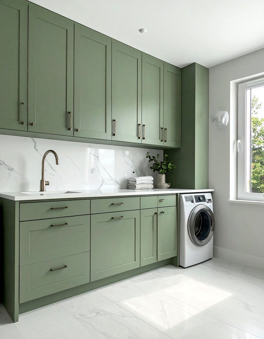 Minimalist Sage Green Laundry Room Design - 15 Sage Green Laundry Room Ideas for a Calm Space