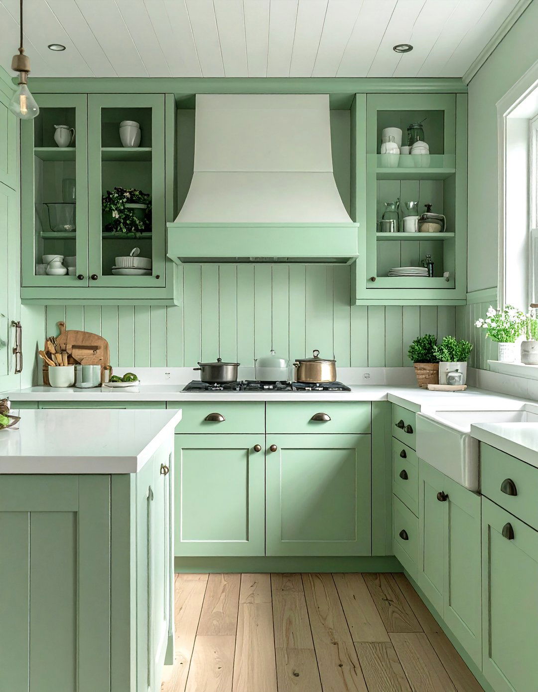 Mint Green Beadboard Wall Paneling - 30 Mint Green Kitchen Ideas for a Fresh Look