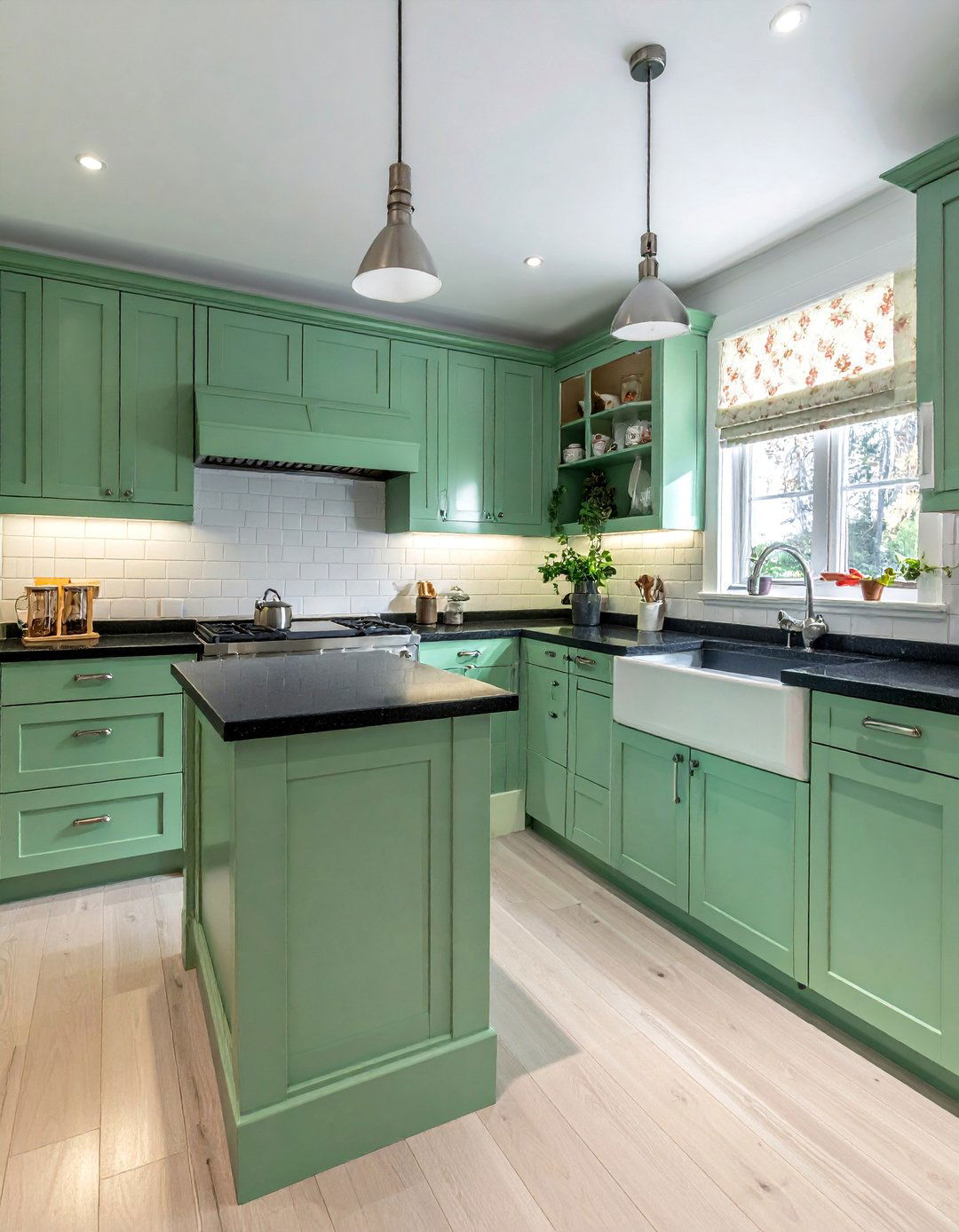 Mint Green Cabinets with Black Soapstone Countertops - 20 Green Kitchen Cabinets With Black Countertops Ideas