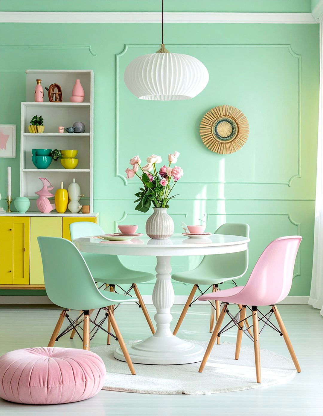 Mint Green Dining Room for a Retro Vibe - 40 Green Dining Room Ideas for a Fresh Look