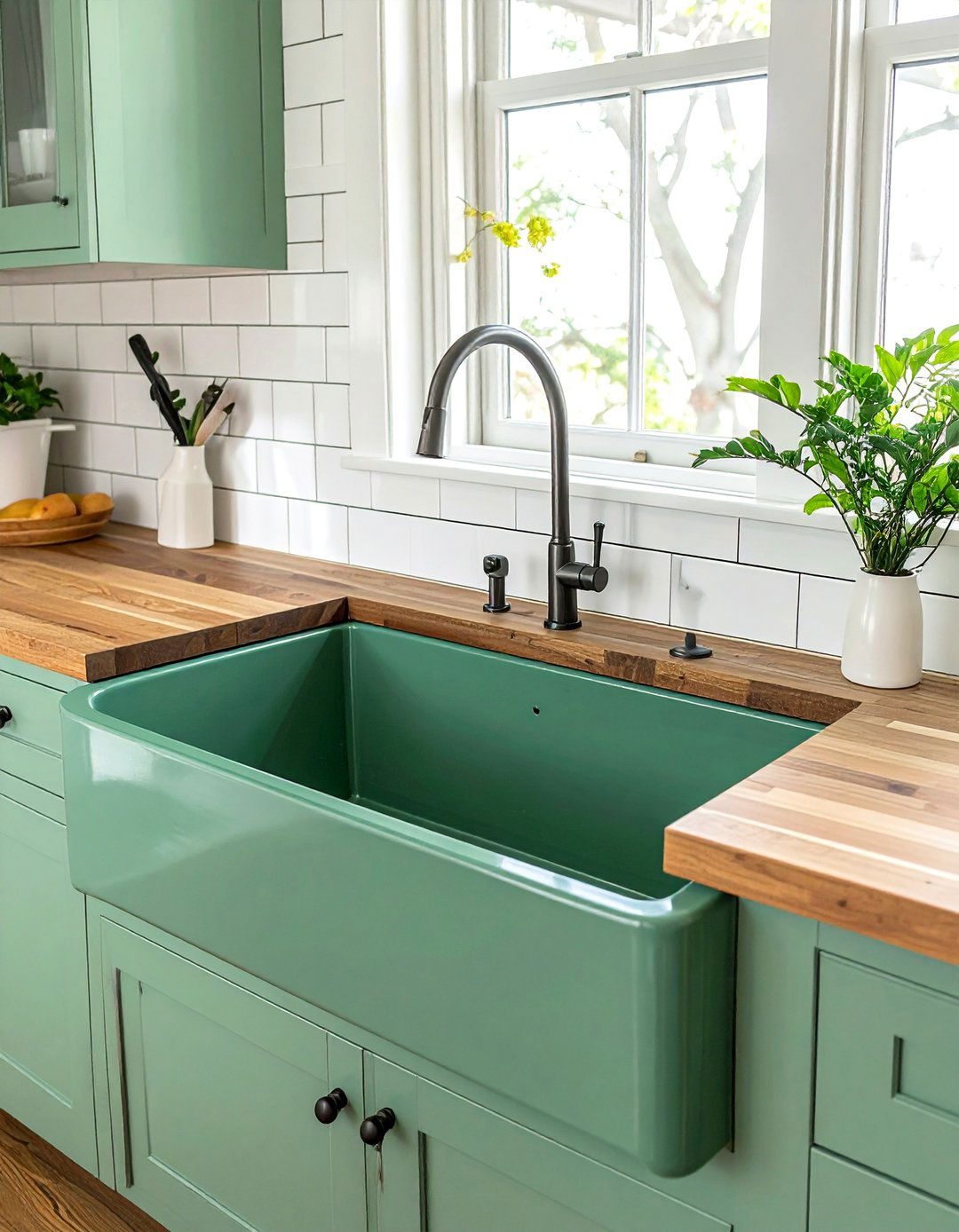Mint Green Farmhouse Sink - 30 Mint Green Kitchen Ideas for a Fresh Look