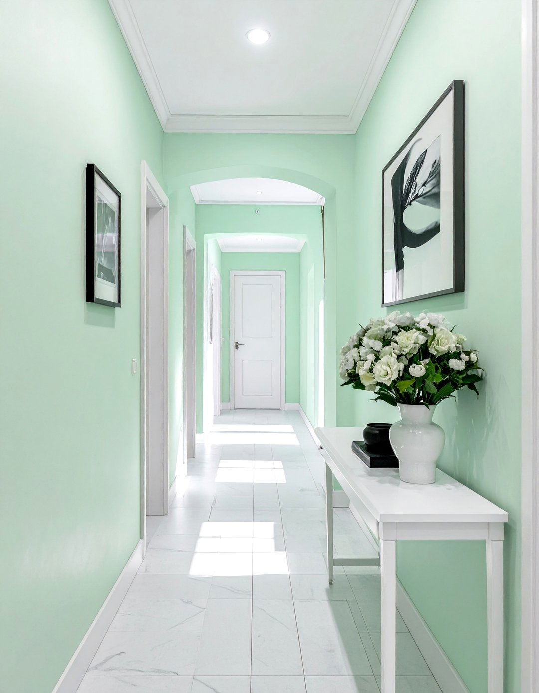 Mint Green Hallway for a Light and Airy Feel - 20 Green Hallway Ideas for a Fresh and Inviting Space