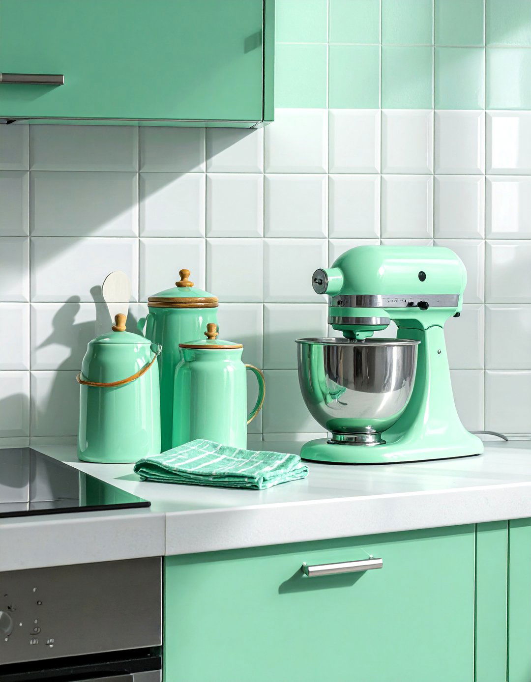 Mint Green Kitchen Textiles and Accessories - 30 Mint Green Kitchen Ideas for a Fresh Look