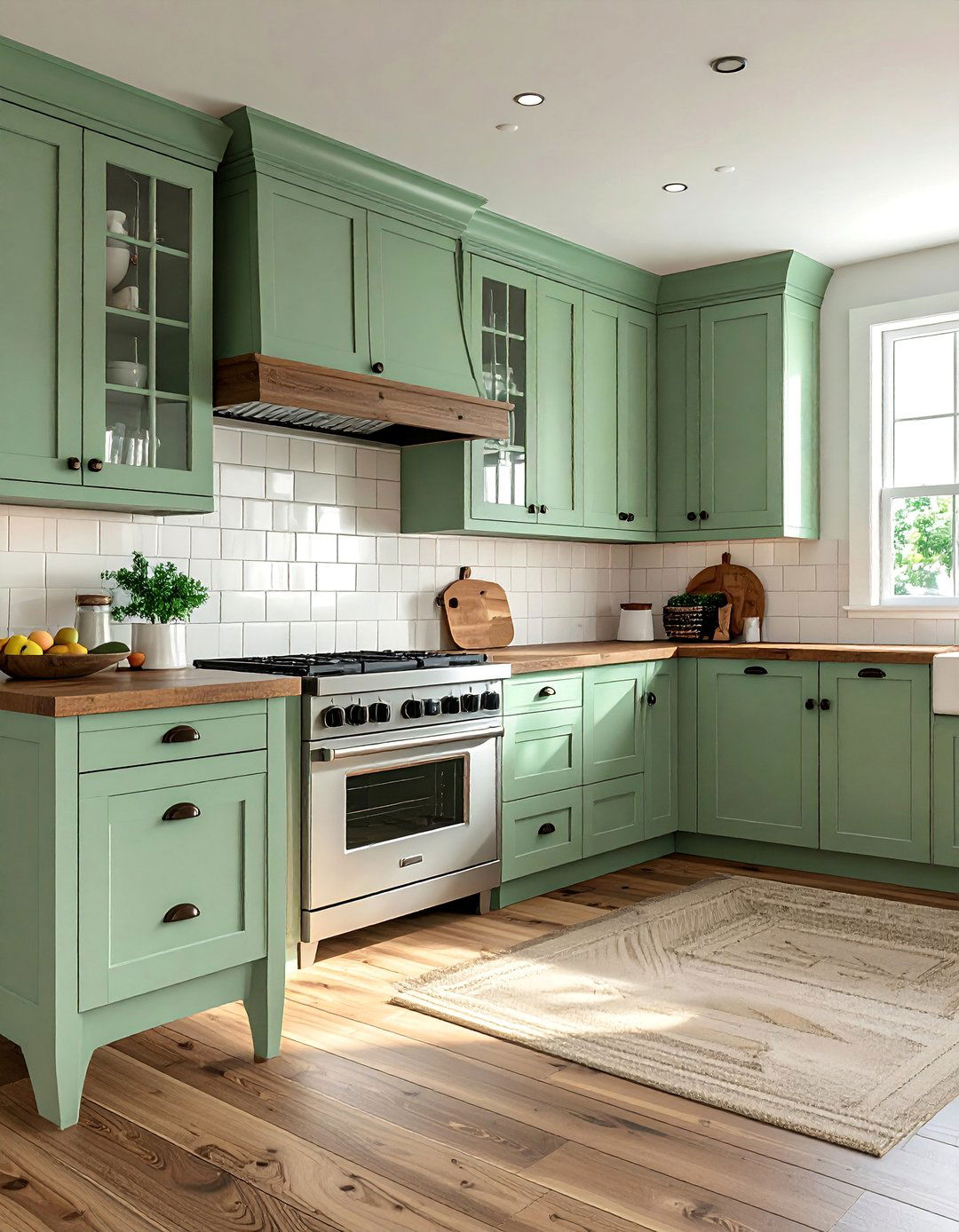 Mint Green Kitchen with Butcher Block Countertops - 30 Mint Green Kitchen Ideas for a Fresh Look
