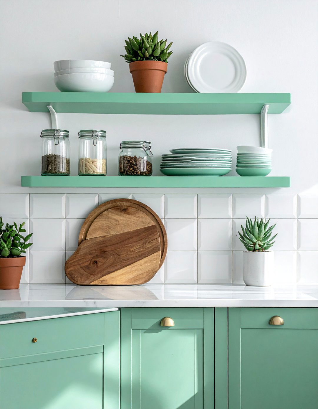 Mint Green Open Shelving - 30 Mint Green Kitchen Ideas for a Fresh Look
