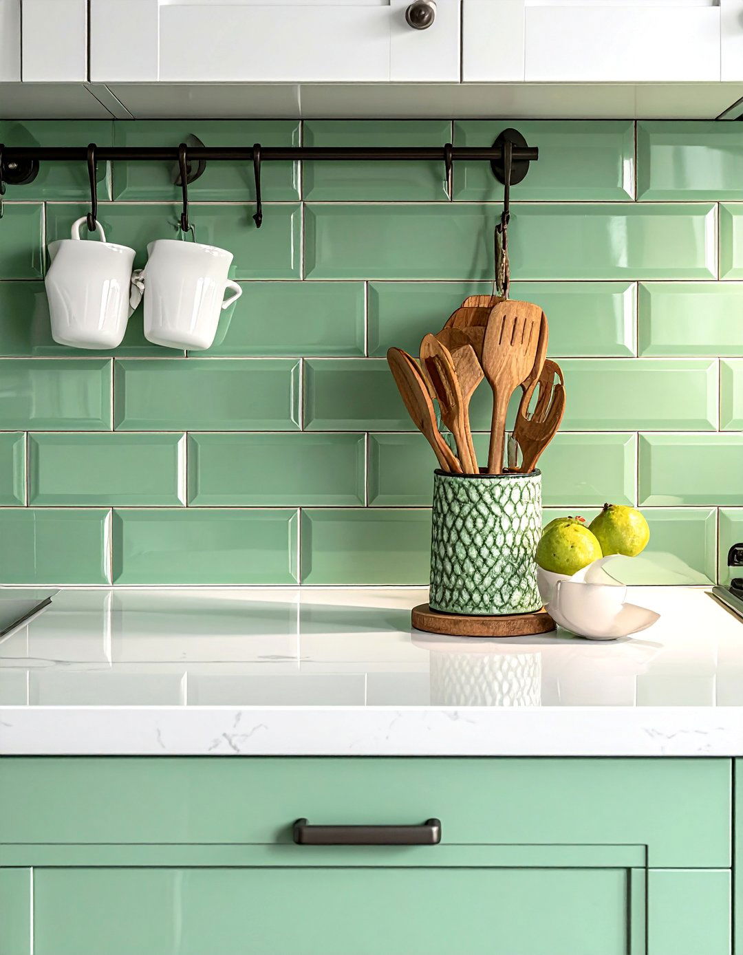 Mint Green Subway Tile Backsplash - 30 Mint Green Kitchen Ideas for a Fresh Look
