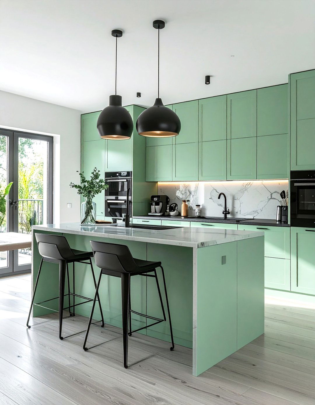 Mint Green and Black Accent Kitchen - 30 Mint Green Kitchen Ideas for a Fresh Look