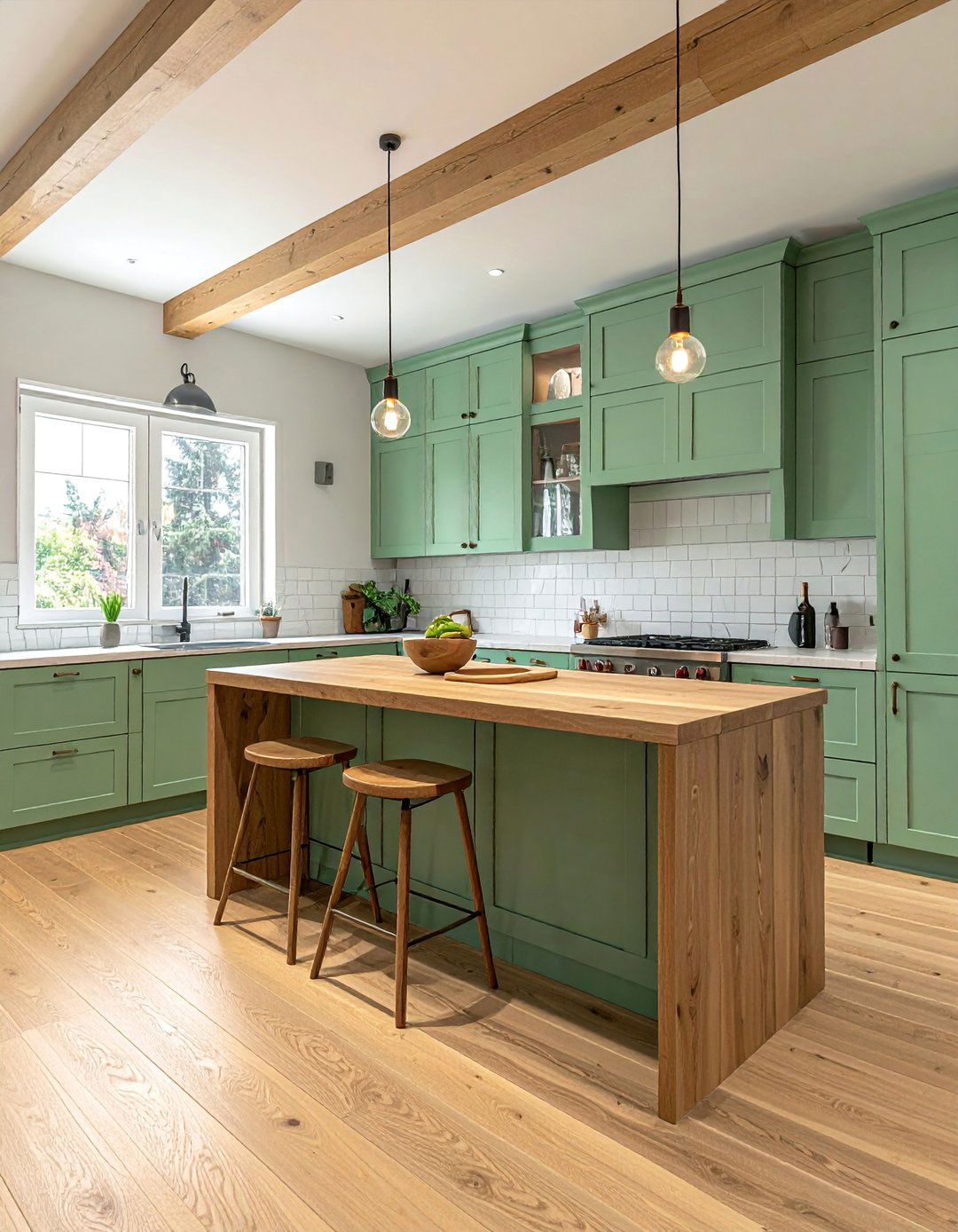 Mint Green and Natural Wood Accents - 30 Mint Green Kitchen Ideas for a Fresh Look