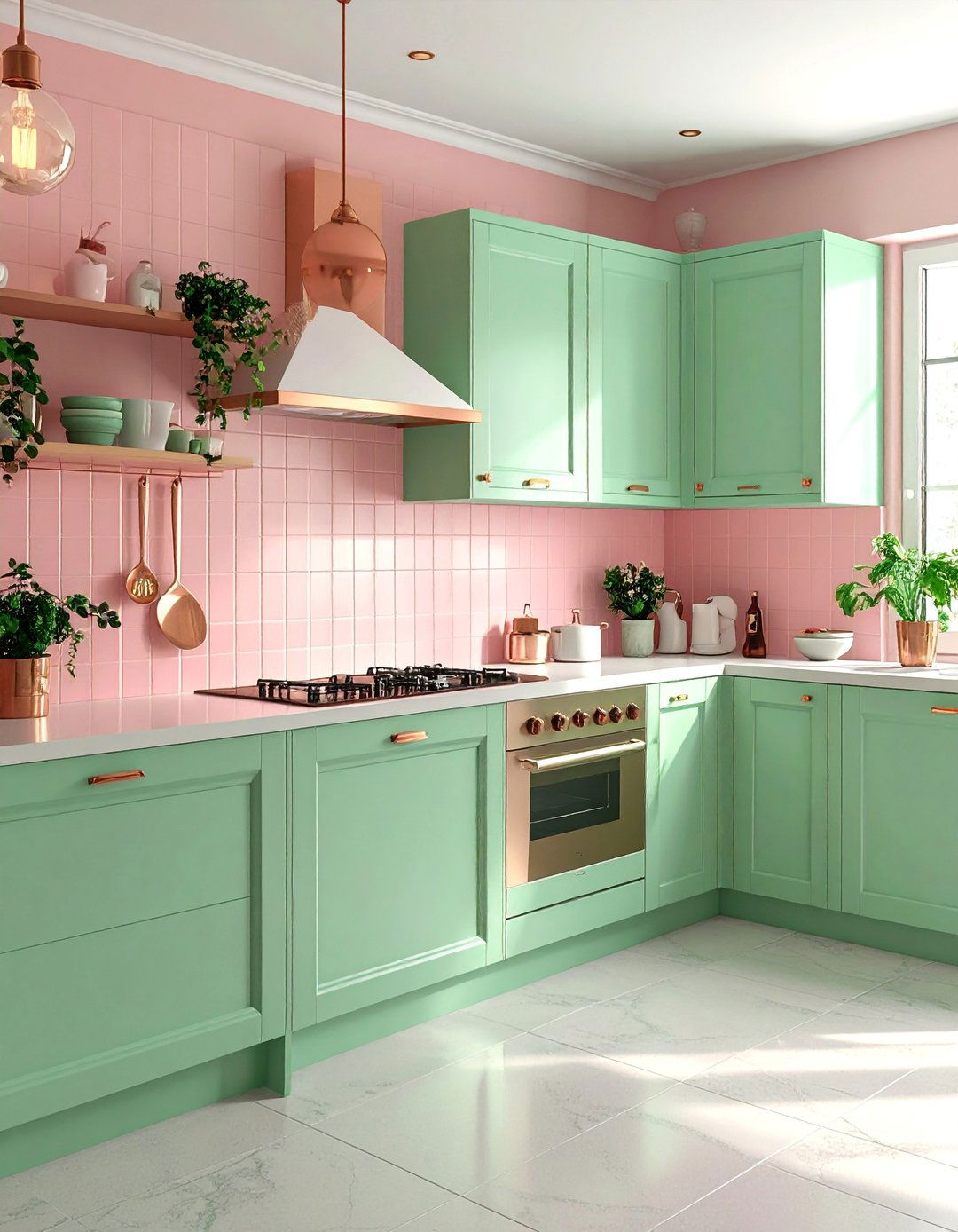 Mint Green and Pink Color Scheme - 30 Mint Green Kitchen Ideas for a Fresh Look