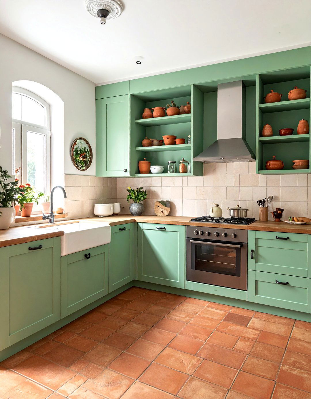 Mint Green and Terracotta Tones - 30 Mint Green Kitchen Ideas for a Fresh Look