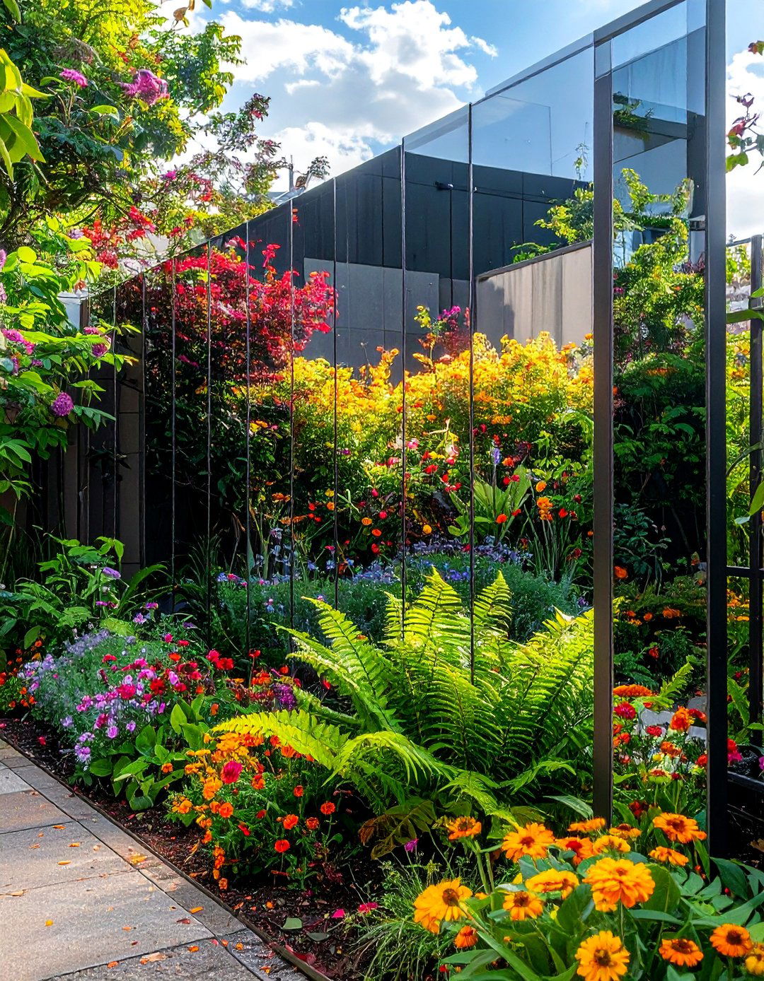 Mirrored Panel Garden Fence - 40 Garden Fence Ideas to Enhance Your Outdoor Space