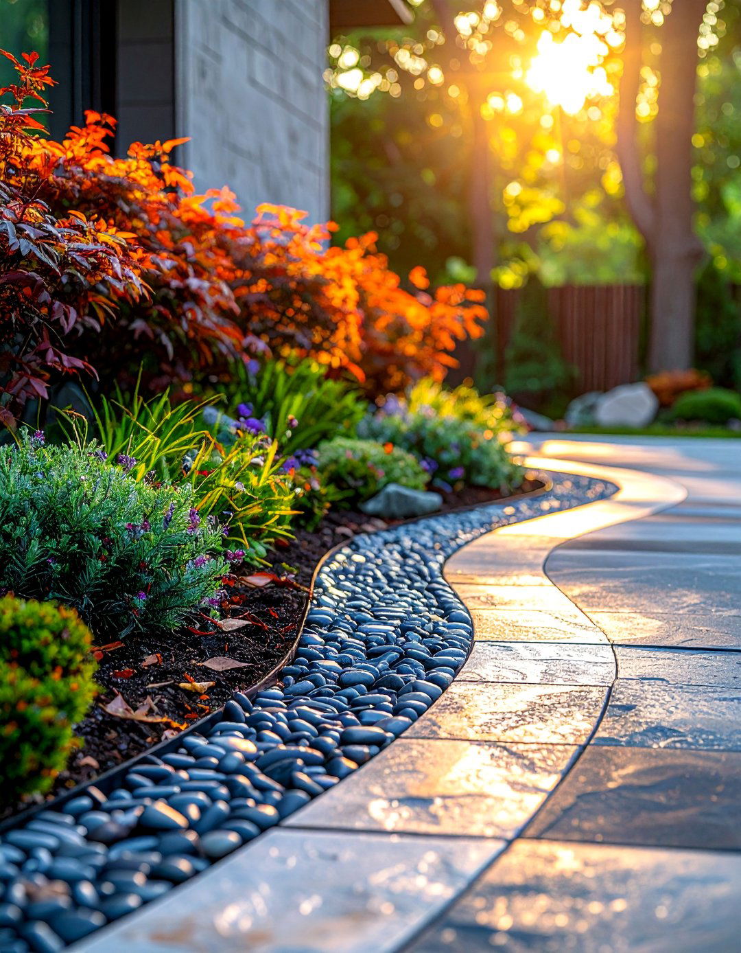Mixed Material Mosaic Borders - 30 Driveway Edging Ideas to Enhance Your Curb Appeal
