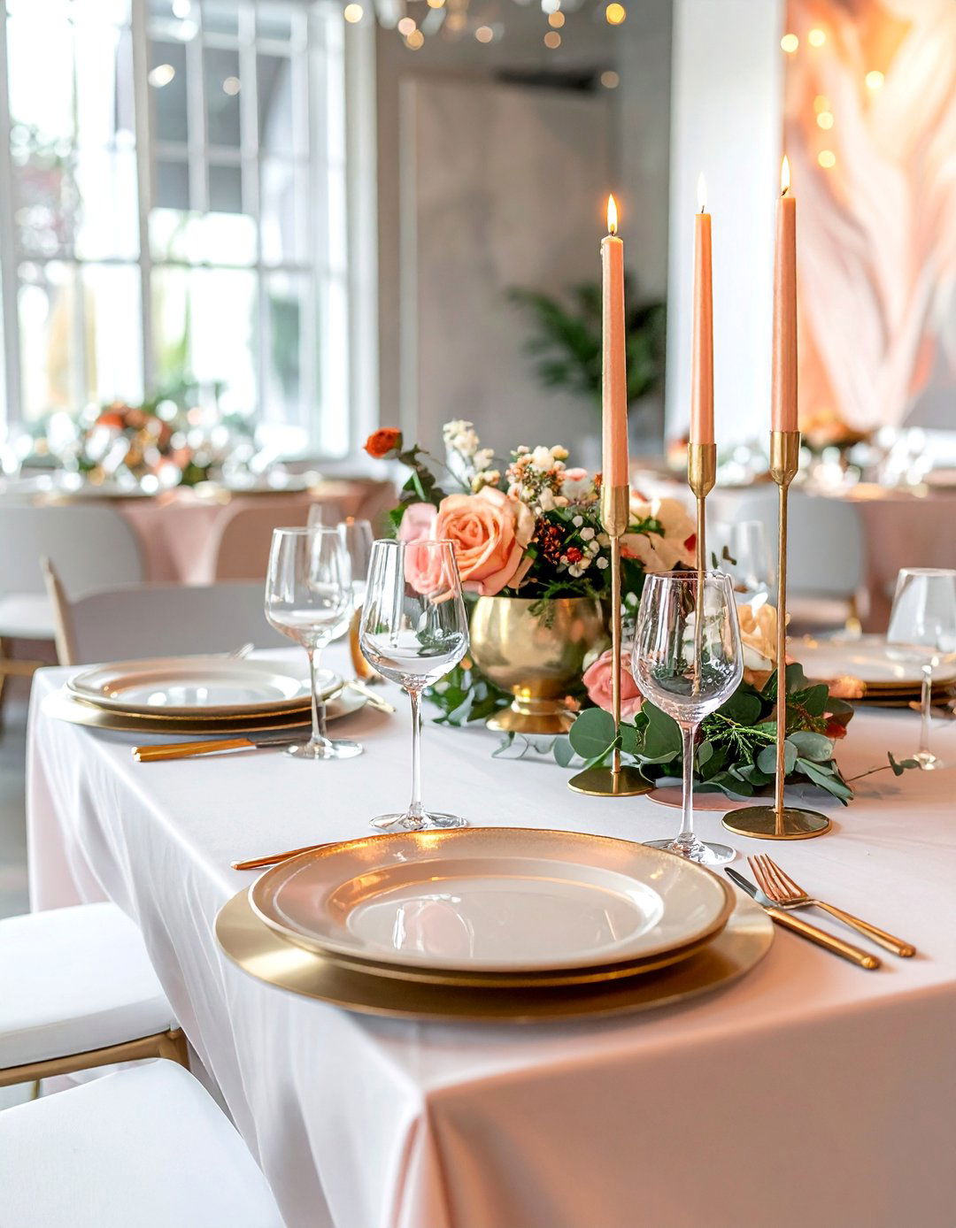 Mixed Metallic Accent Pieces - 30 Wedding Table Decoration Ideas for a Dreamy Setup