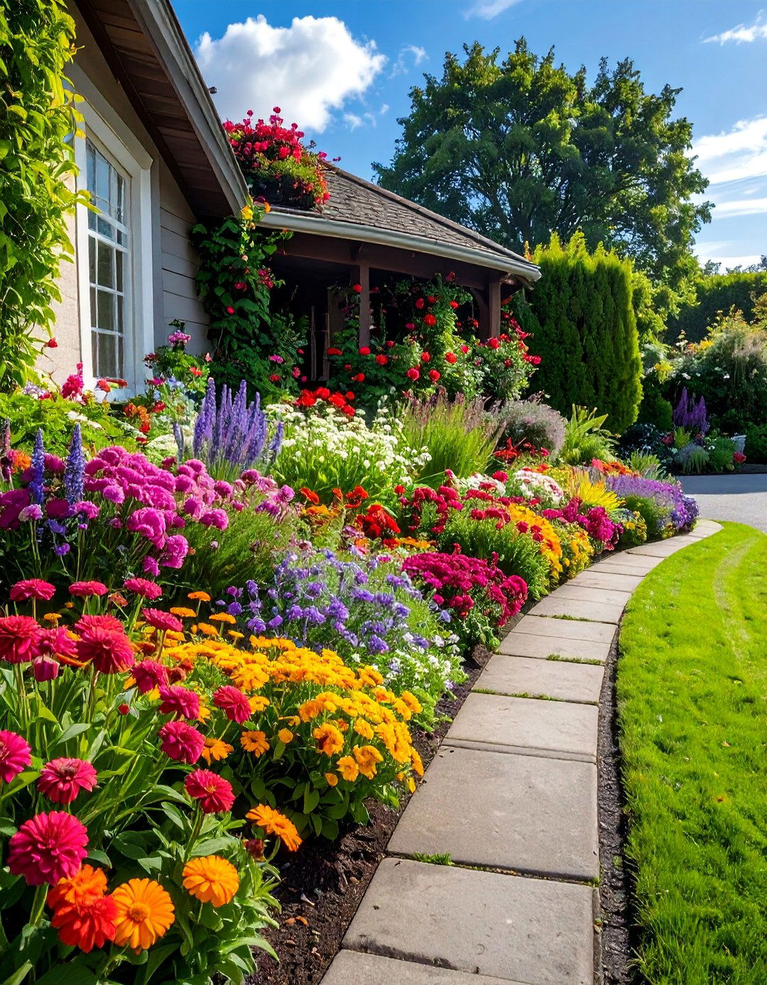Mixed Perennial Borders - 30 Driveway Edging Ideas to Enhance Your Curb Appeal