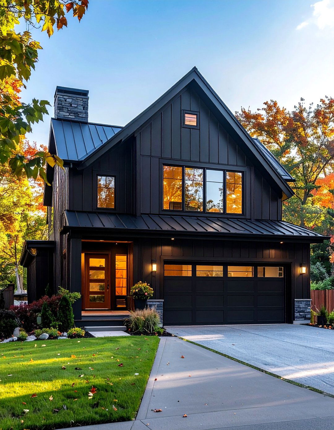 Mixed Siding Materials - 40 Black Modern Farmhouse Exterior Design Ideas for a Sleek Look