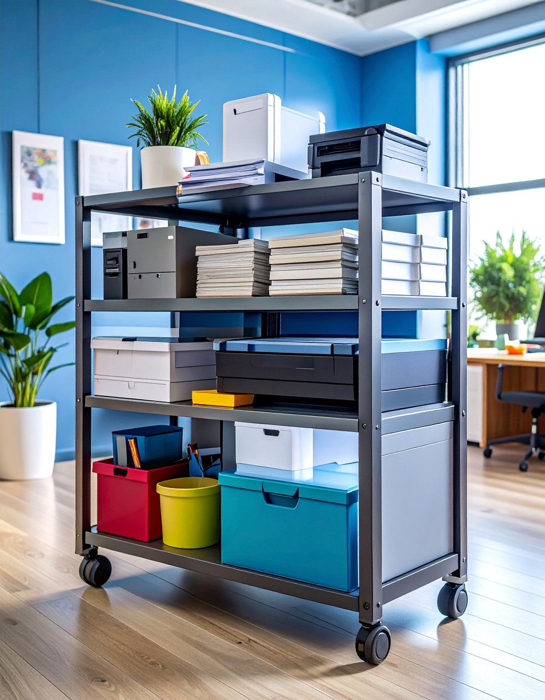 Mobile Printer Stations - 20 Office Storage Ideas to Maximize Your Workspace
