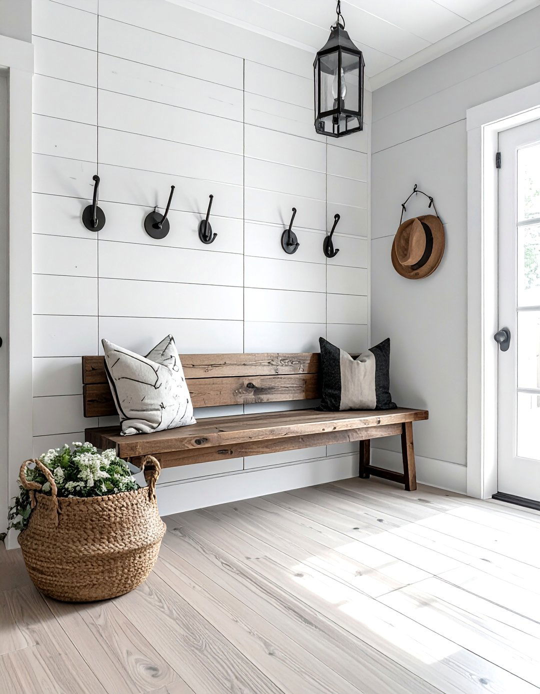 Modern Farmhouse Shiplap Wall Entryway - 25 Shiplap Wall Entryway Ideas to Welcome Guests