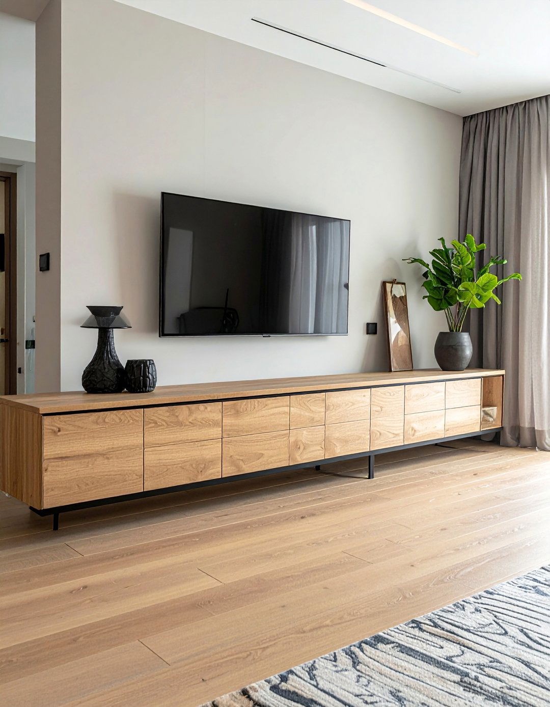 Modern Media Consoles with Simple Hardware - 40 Transitional Living Room Ideas for Modern Homes