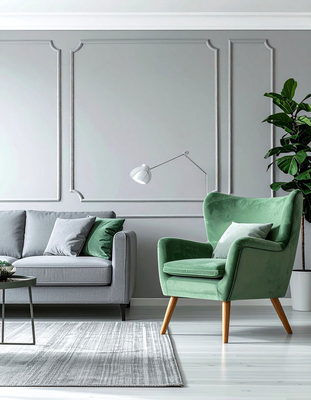 Modern Minimalist Grey and Sage Green Design - 20 Grey and Sage Green Living Room Ideas