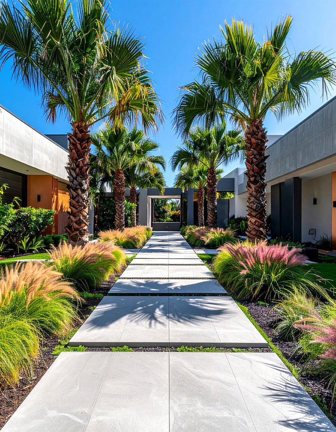 Modern Minimalist Palm Grouping - 30 Front Yard Palm Tree Landscape Design Ideas