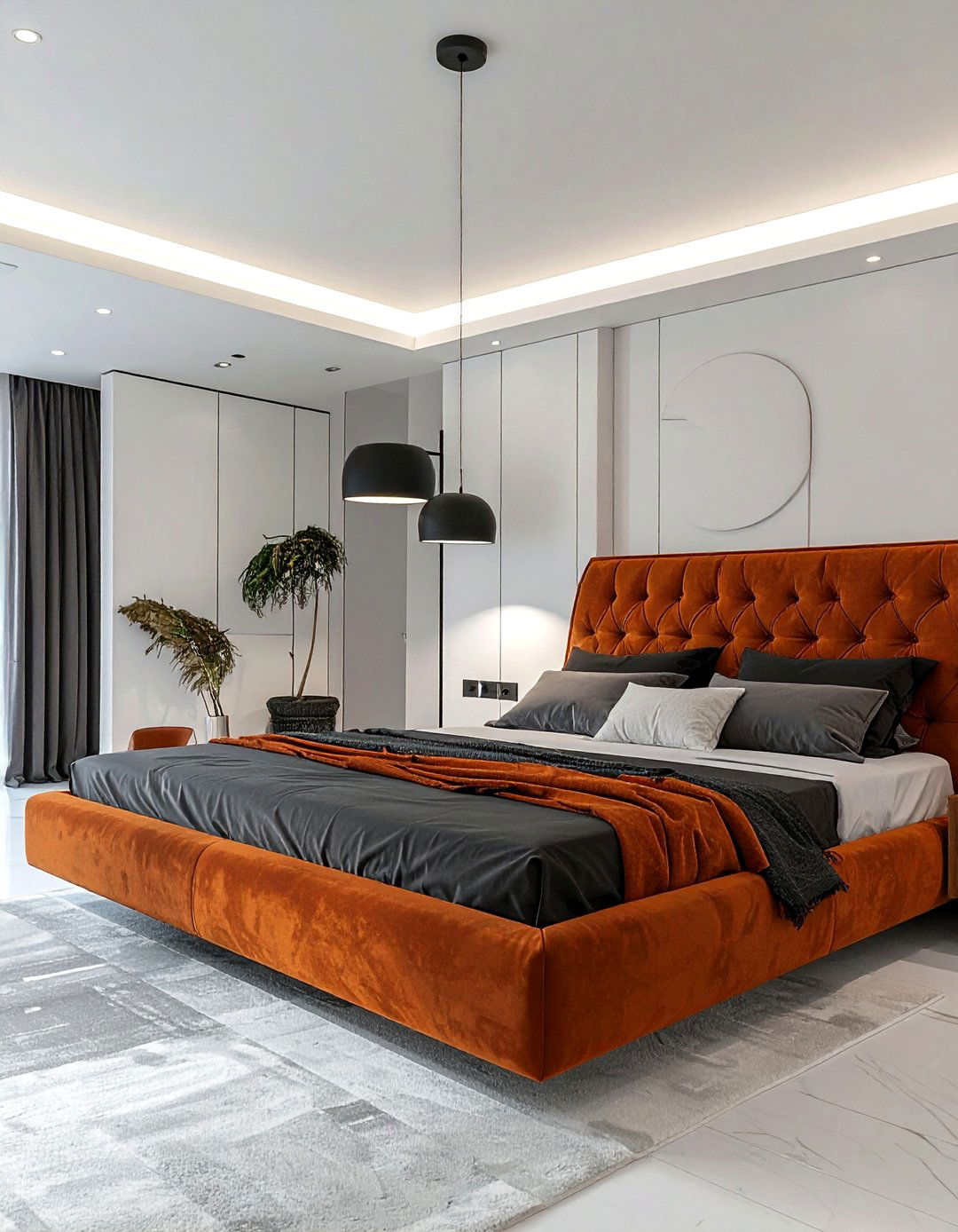Modern Rust Bedroom with Minimalist Decor - 15 Rust Bedroom Ideas for a Warm and Cozy Ambiance