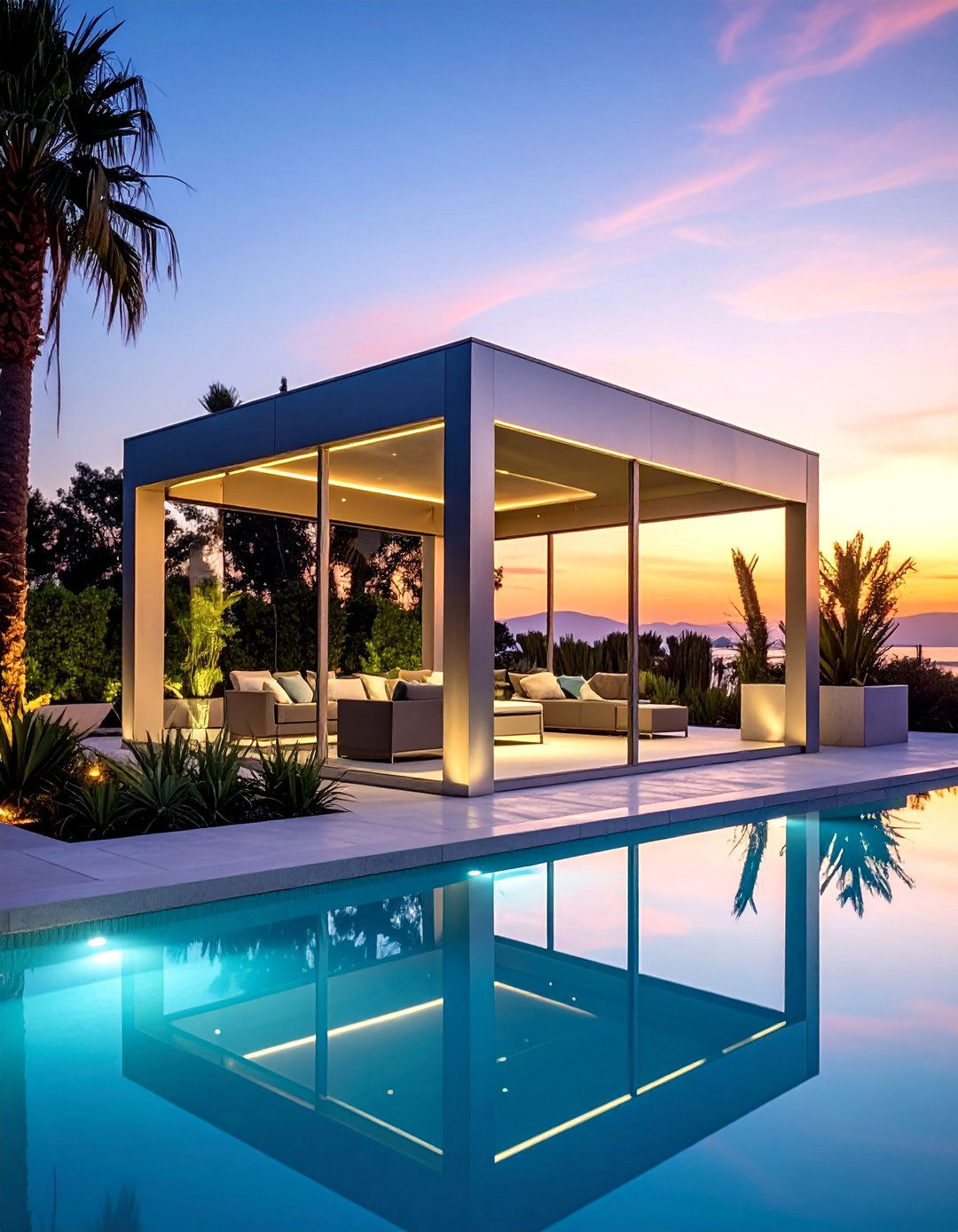 Modern Steel and Glass Pool Gazebo - 15 Pool Gazebo Ideas for a Relaxing Backyard Retreat