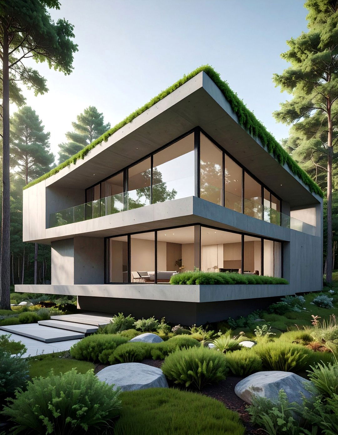 Modernist House With a Sloping Green Roof - 20 Houses With Green Roofs for Sustainable Living