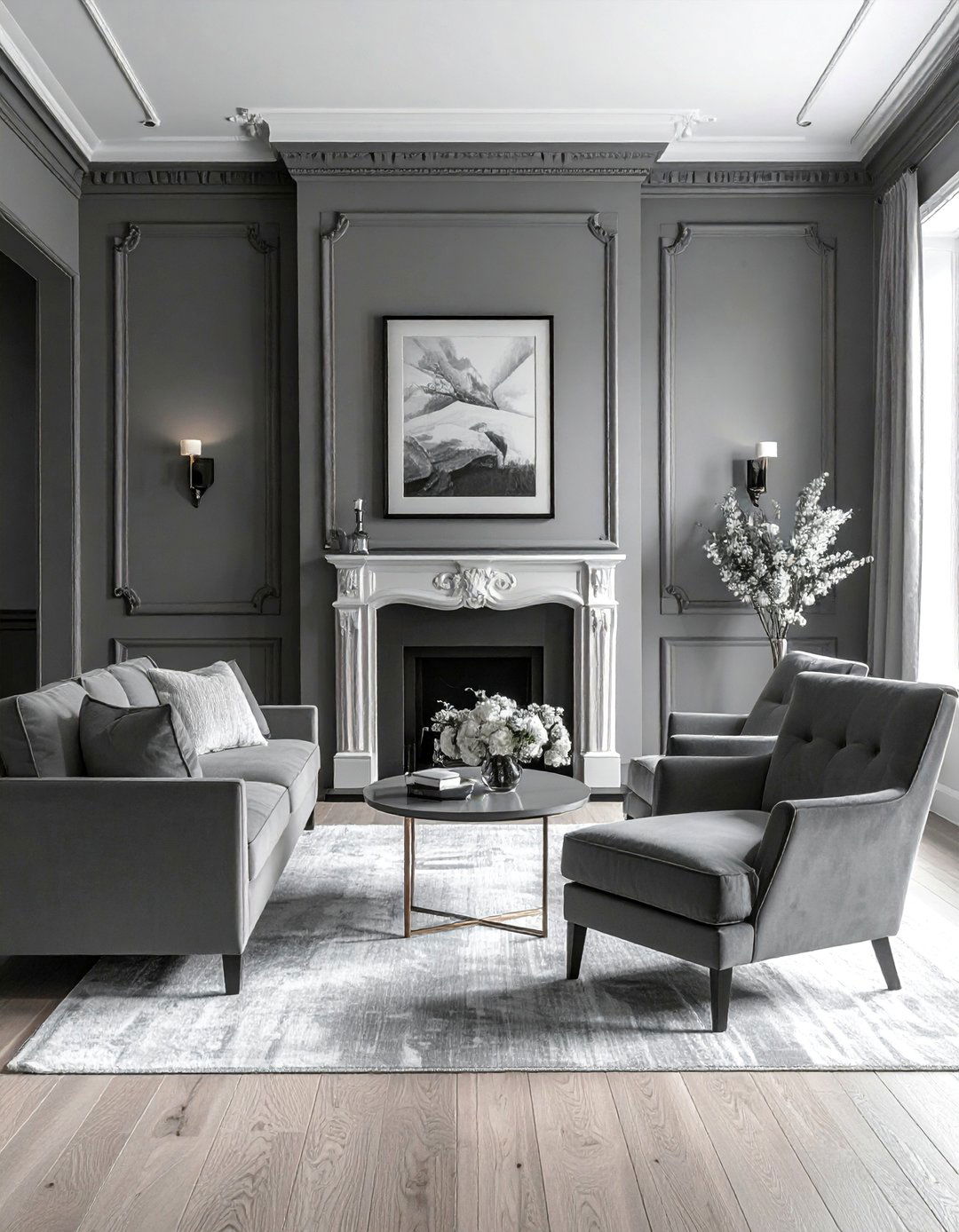 Monochromatic Living Room with Architectural Details - 25 Monochromatic Living Room Ideas for a Cohesive Look