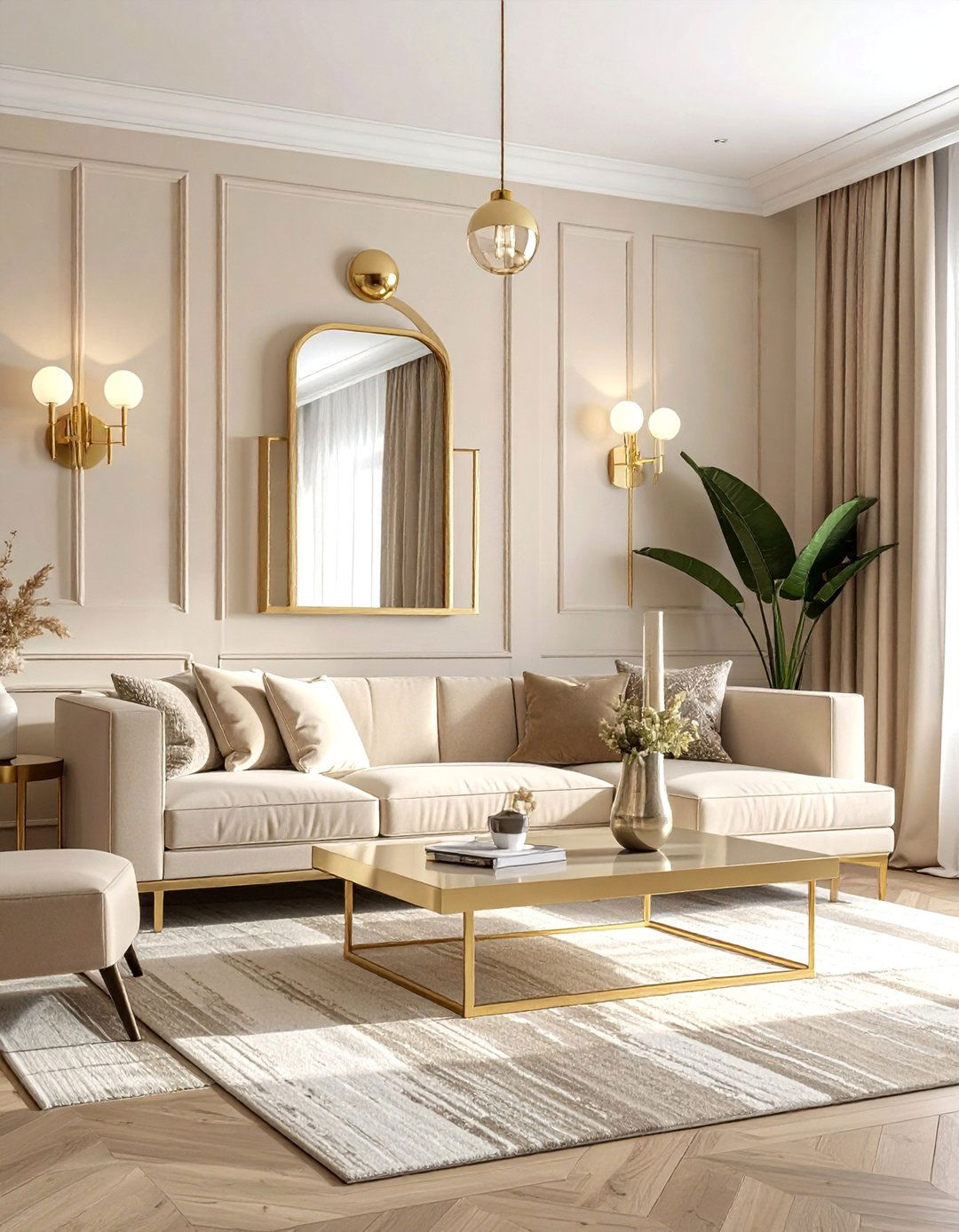 Monochromatic Living Room with Metallic Accents - 25 Monochromatic Living Room Ideas for a Cohesive Look
