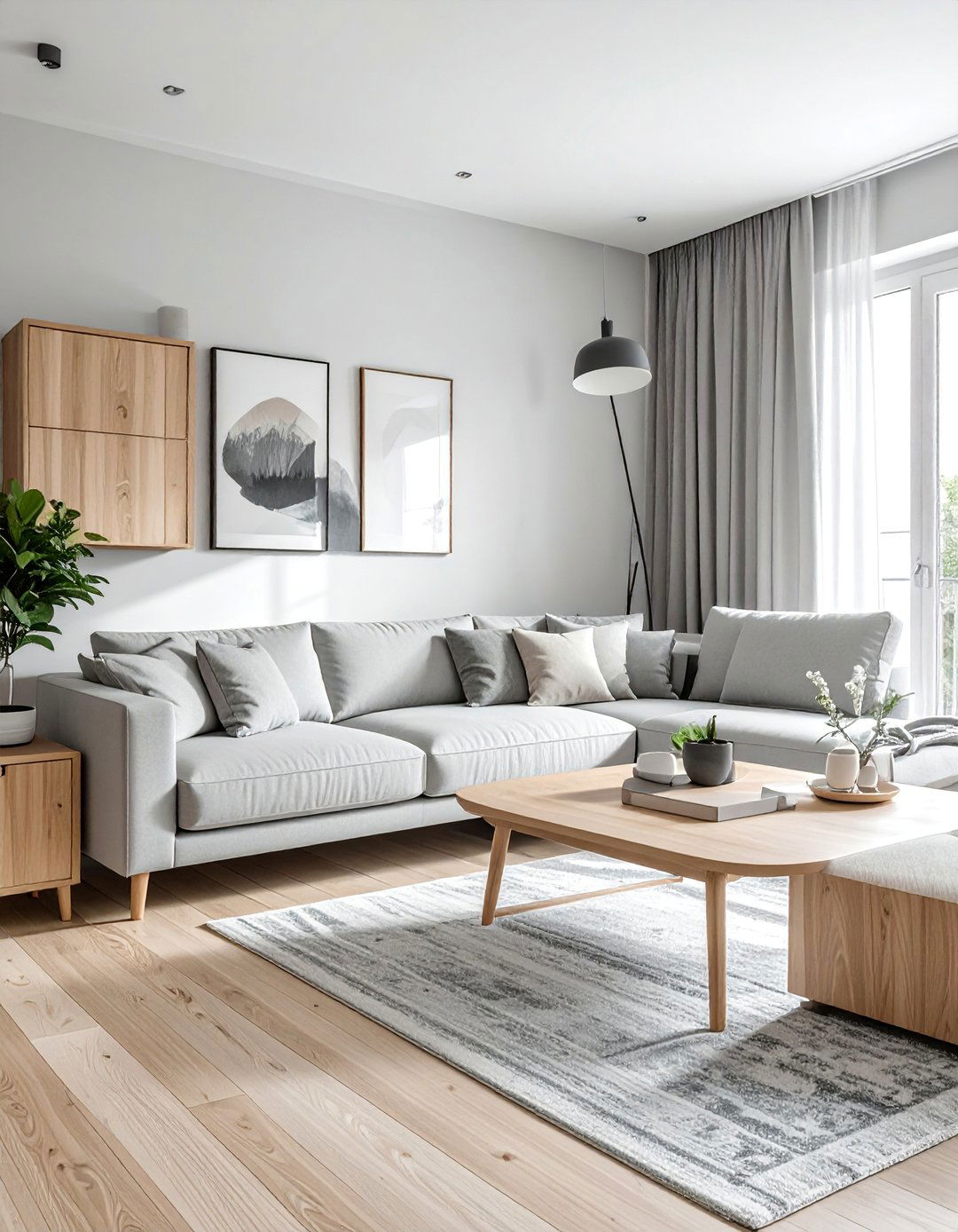 Monochromatic Living Room with Natural Wood - 25 Monochromatic Living Room Ideas for a Cohesive Look
