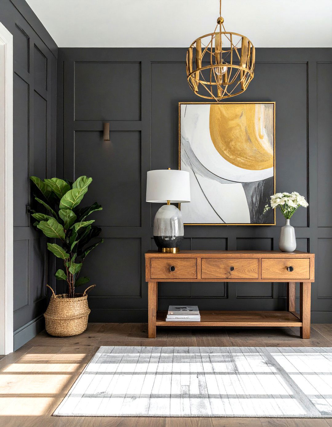 Moody Dark Shiplap Wall Entryway Accent - 25 Shiplap Wall Entryway Ideas to Welcome Guests