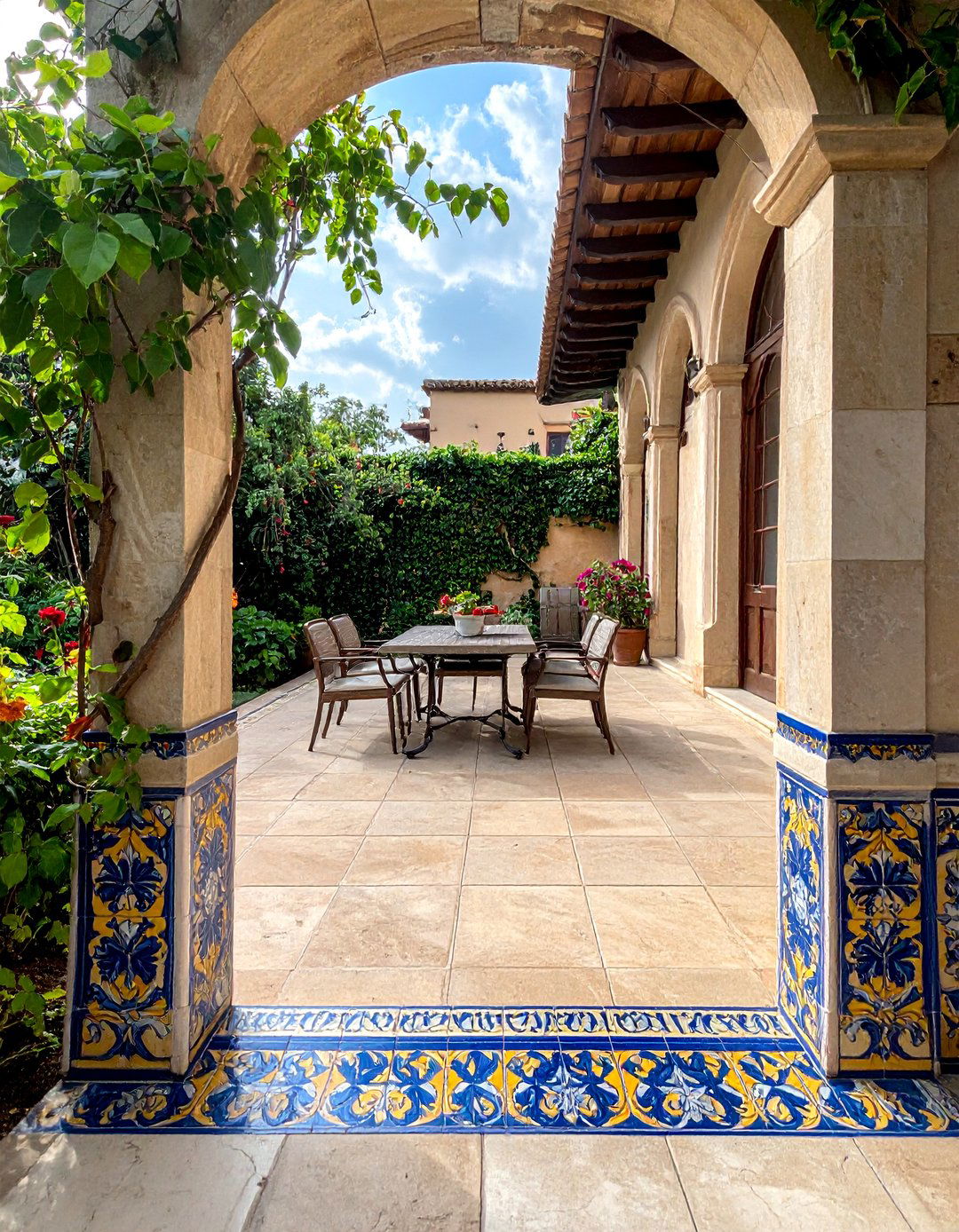 Mosaic Border Patio Tiles - 30 Patio Tile Ideas for a Stylish Outdoor Space