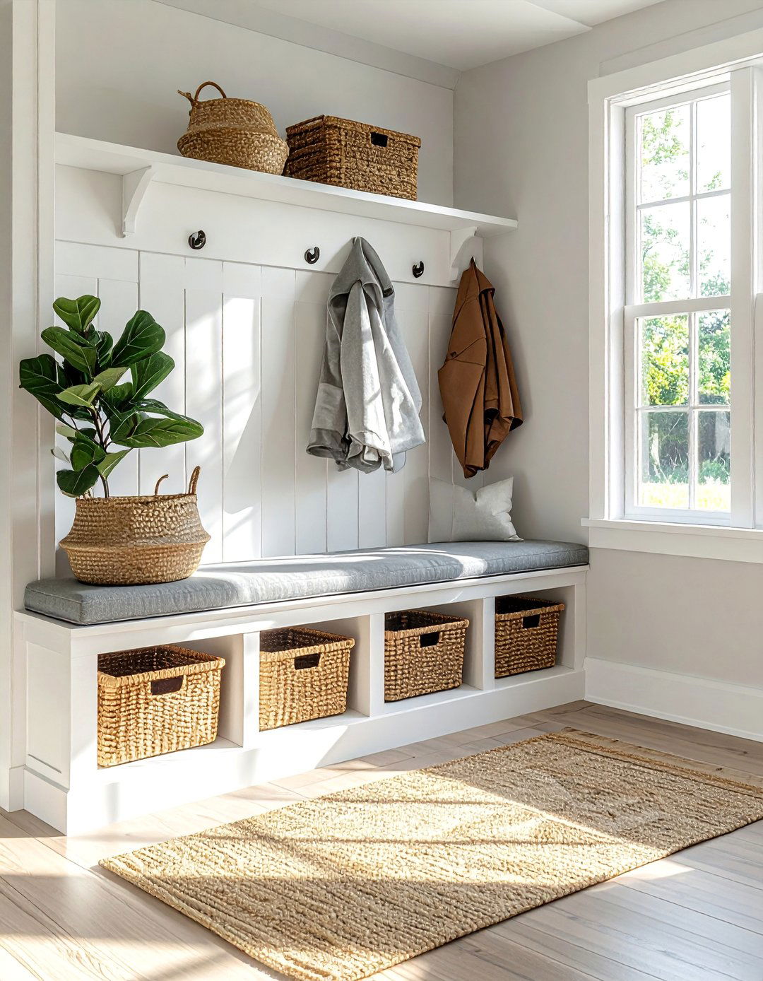 Mudroom Featuring a Built In Bench with Shoe Storage - 40 Mudroom Ideas to Keep Your Home Organized
