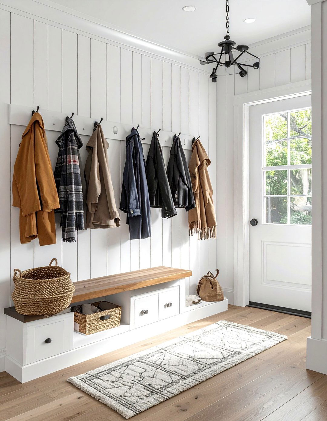 Mudroom with Beadboard Wall Paneling - 40 Mudroom Ideas to Keep Your Home Organized