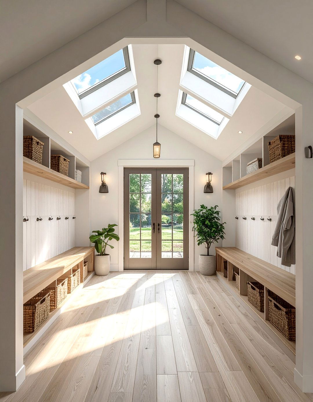 Mudroom with Skylights for Natural Light - 40 Mudroom Ideas to Keep Your Home Organized